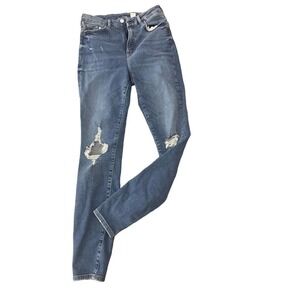 H&M &Denim Jeans Sz 6 Distressed Skinny Style Denim